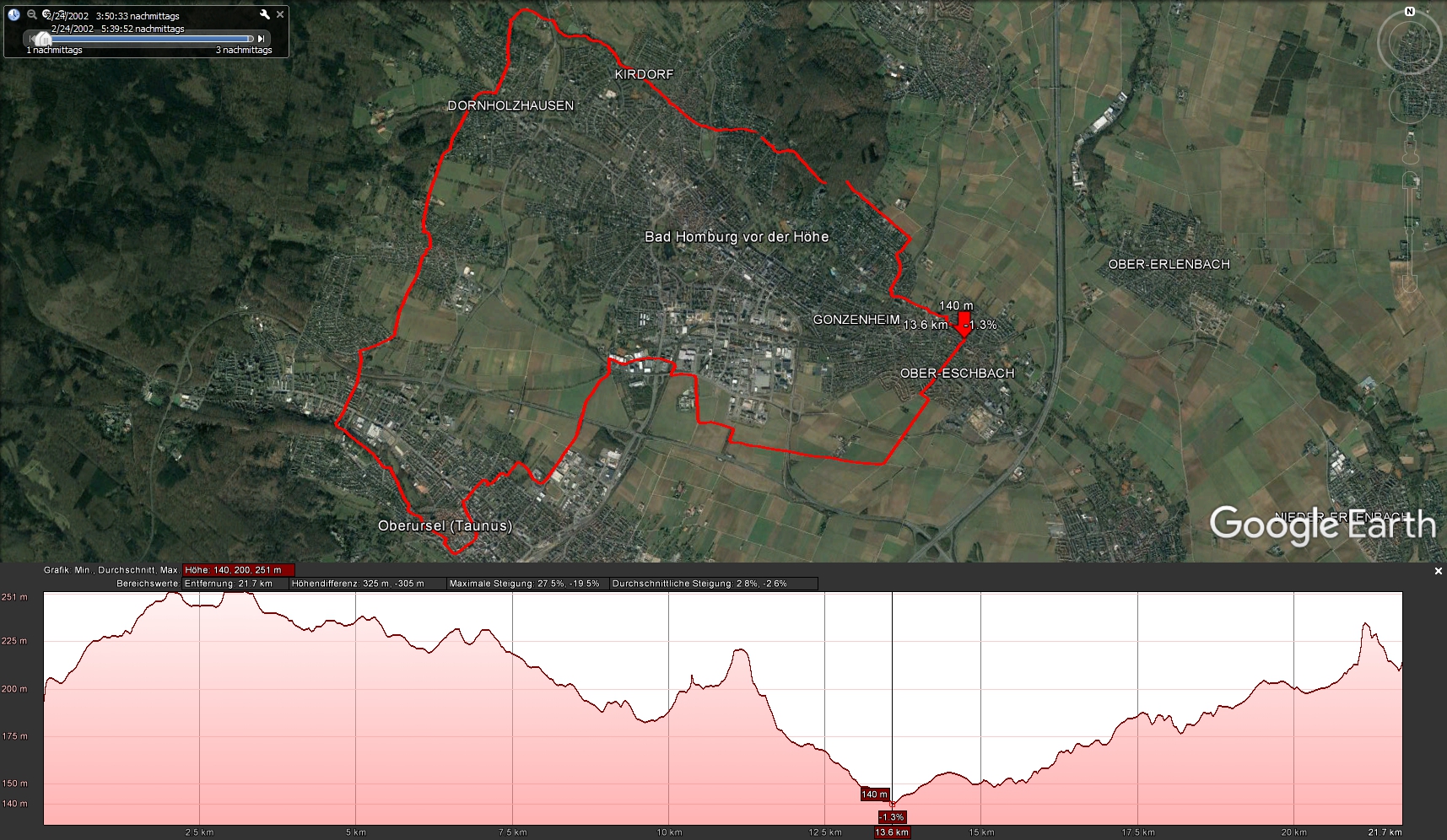 Route auf Google Earth